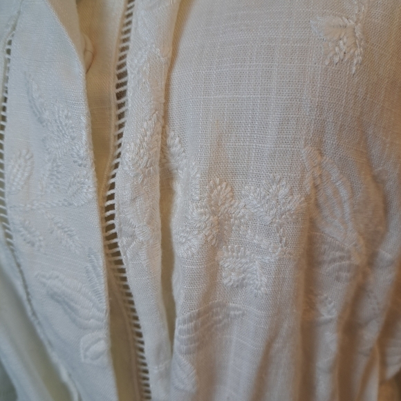 Chico's medium Petite 12-14 jacket rayon linen long snap front drawstrin… - Picture 6 of 7